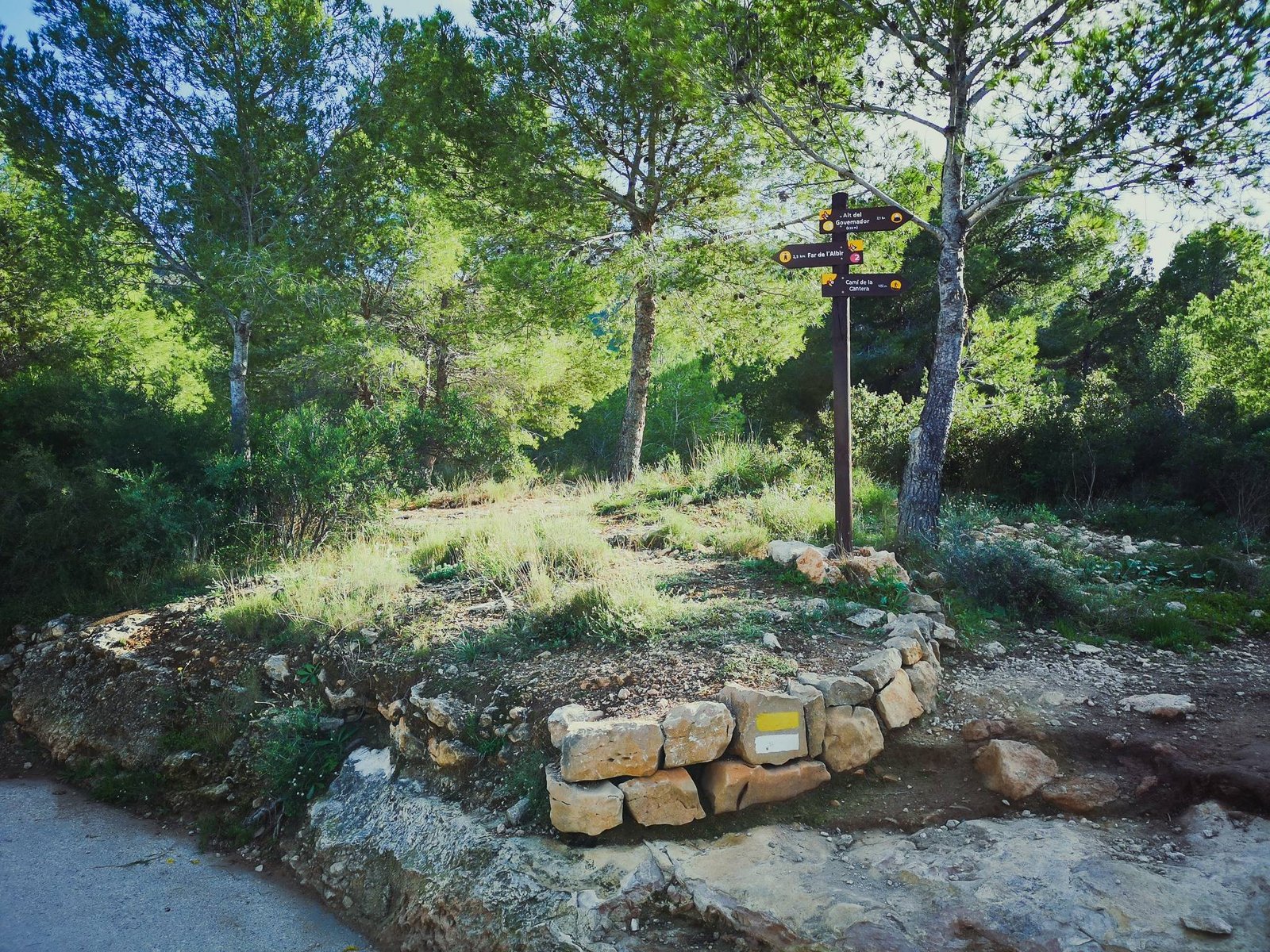 Crossroad at the entrance to Parc Natural de la Serra Gelada, Spain