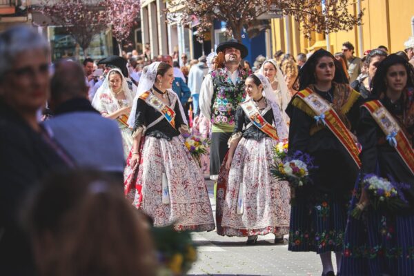 Falleras in Denia Fallas 2023, Valencia, Spain