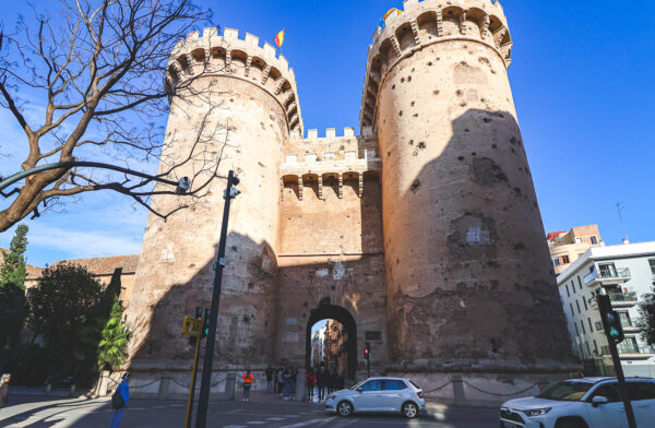 Front shot of Torres de Quart in Valencia