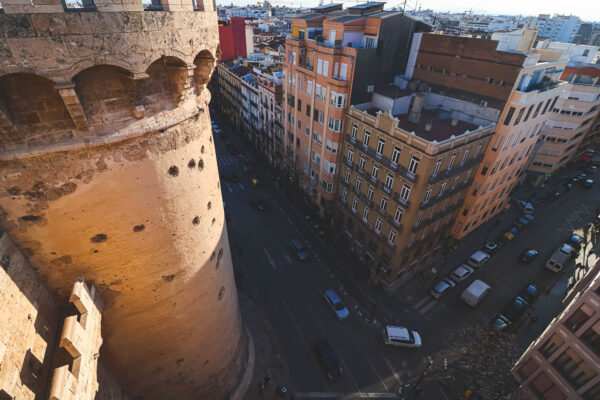 The view toward El Botanic from Torres de Quart, Valencia