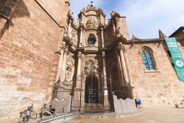 The main entrance to Valencia Cathedral