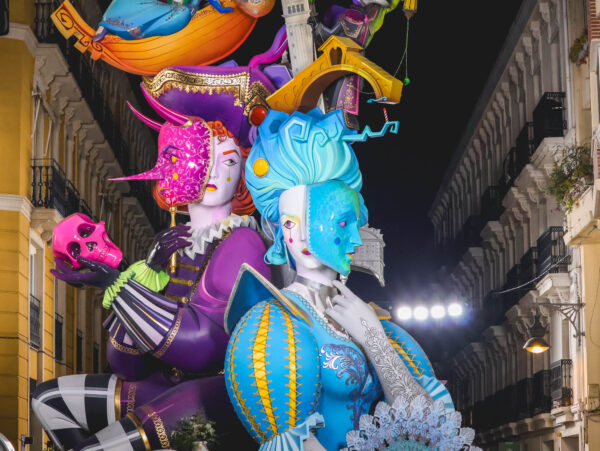 Falla Espartero during the night in Valencia 2026
