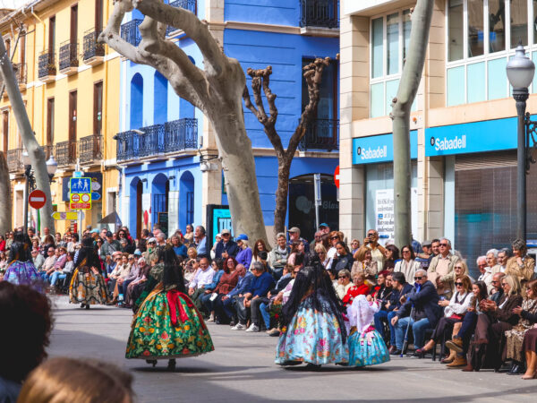 Falleras during flower offering, Denia Fallas 2026