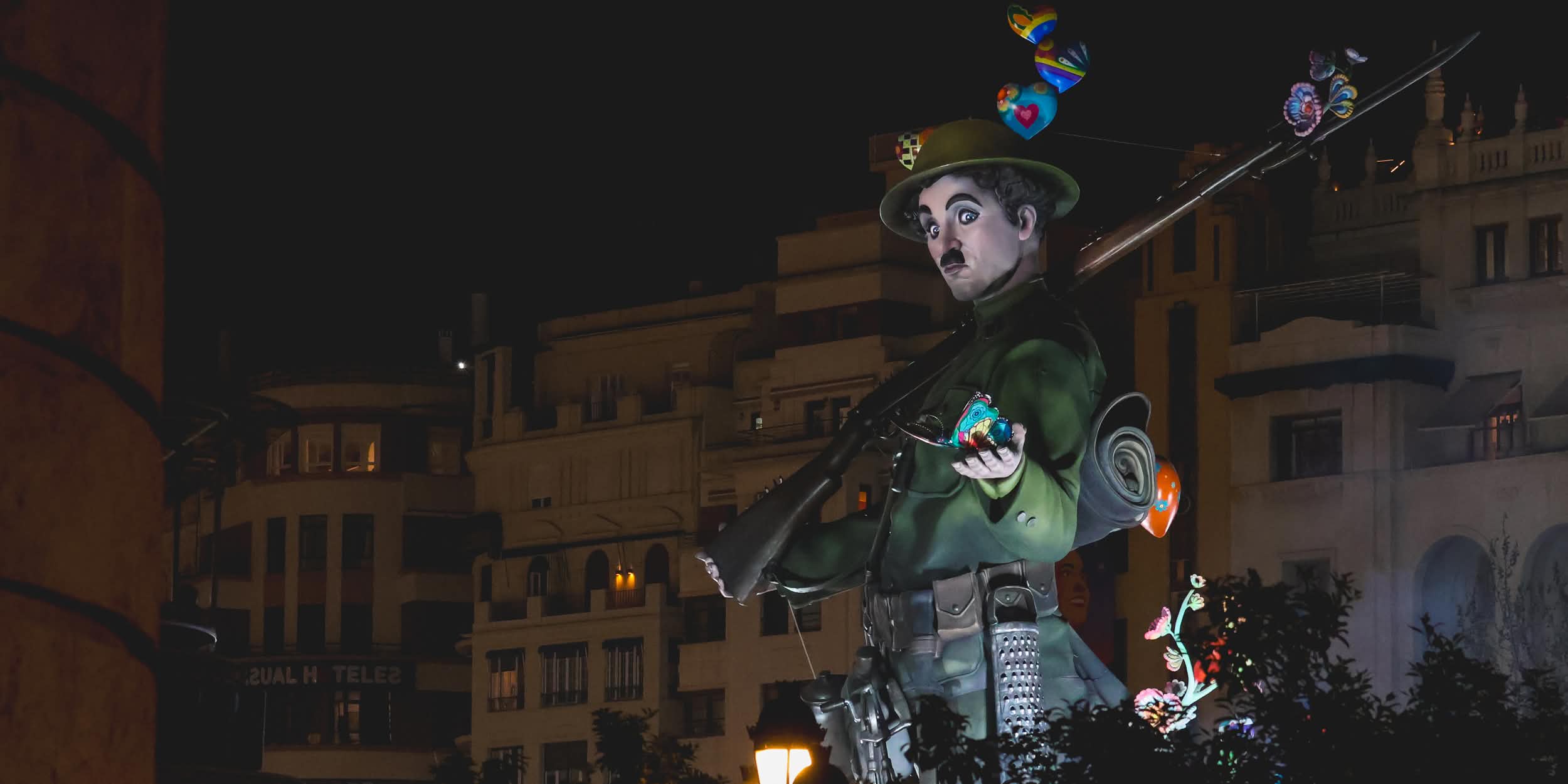 The municipal falla in plaza de ayuntamiento during a night in Valencia 2026