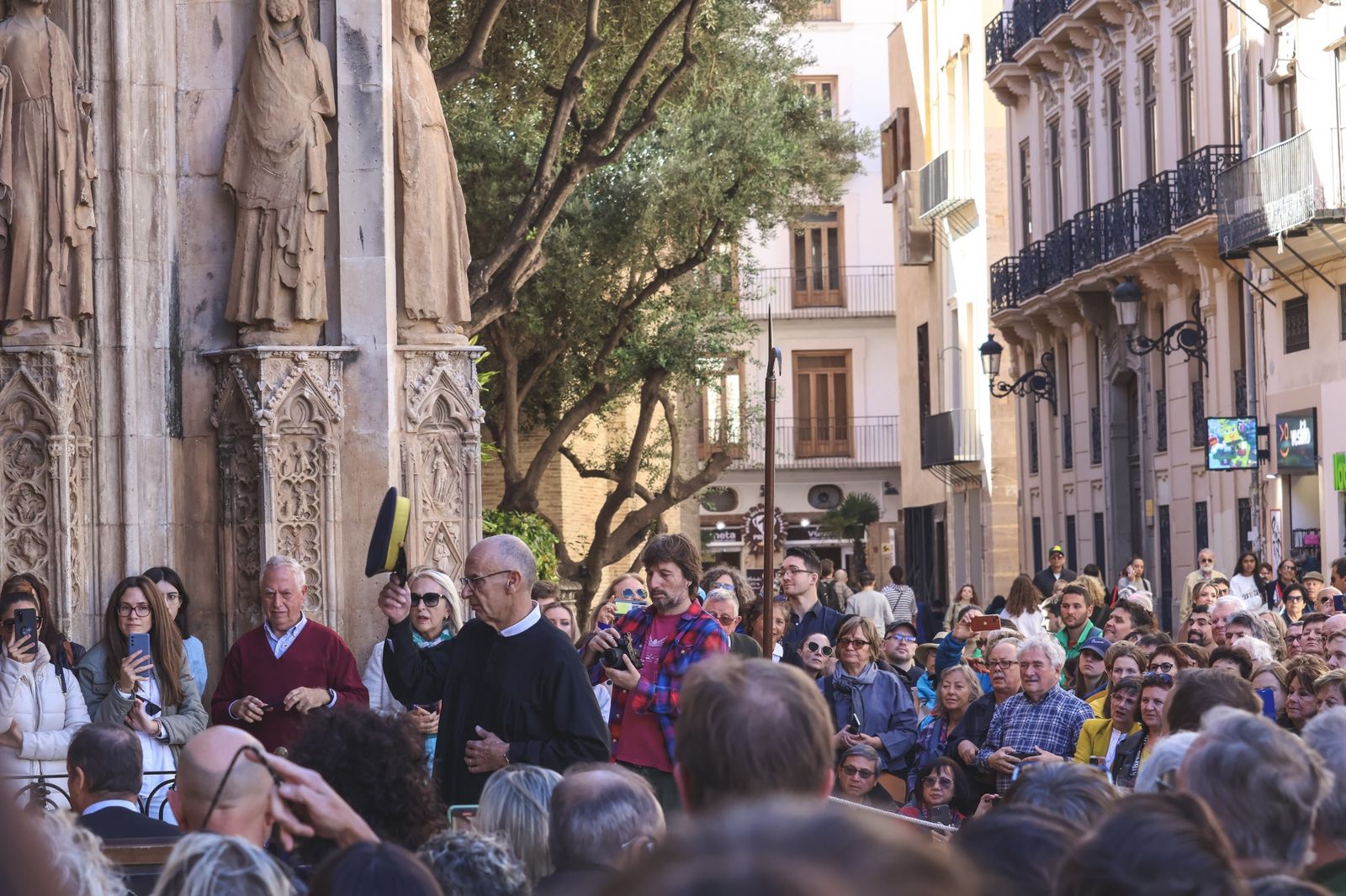 Water Tribunal (Tribunal de las Aguas) at the Apostles' Door (Puerta de los Apóstoles) of Valencia Cathedral